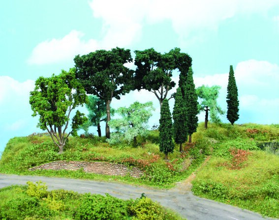 mediterranean trees, 8-17 cm / 11 pc