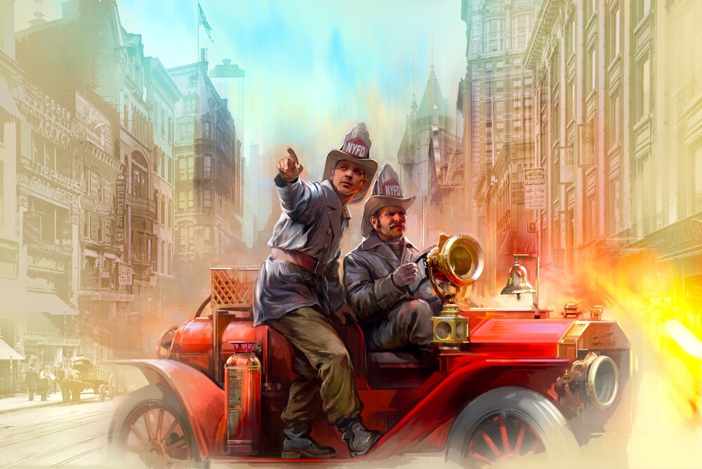 American Fire Truck Crew (1910s) (2 figures)
