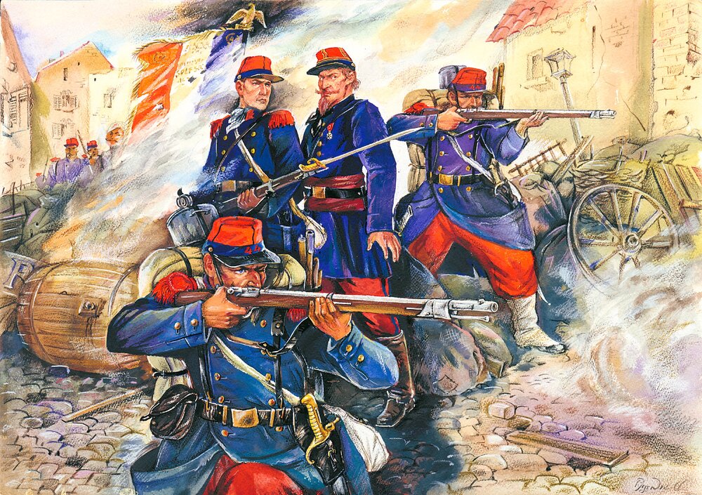 French Line Infantry (1870-1871) (4 figures - 1 officer, 3 soldiers)
