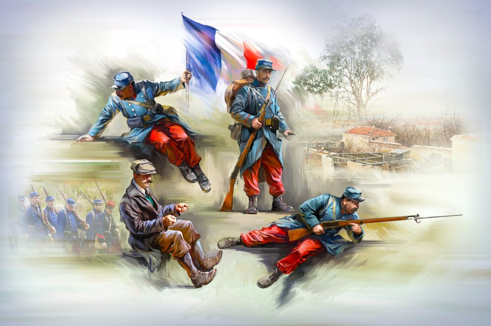 French Infantry on the march (1914) (4 figures)