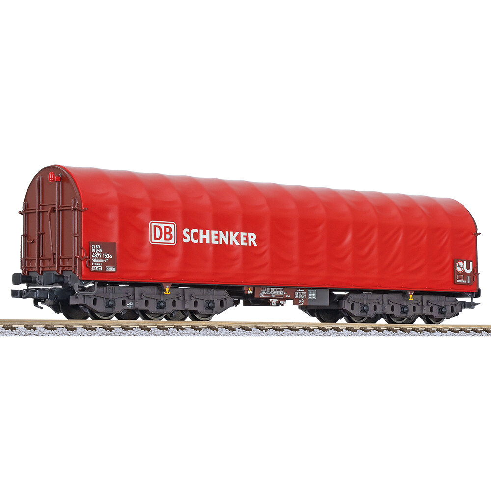 Coil transport wagon, type Sahimms-u 901, red tarpaulin, DB Schenker, Ep.V