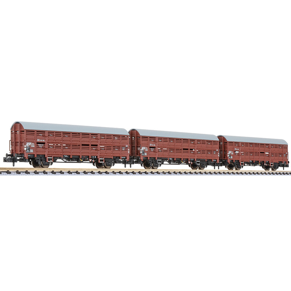 3-unit set, livestock wagon, type Vlmms 63, without platform, DB, Ep.III
