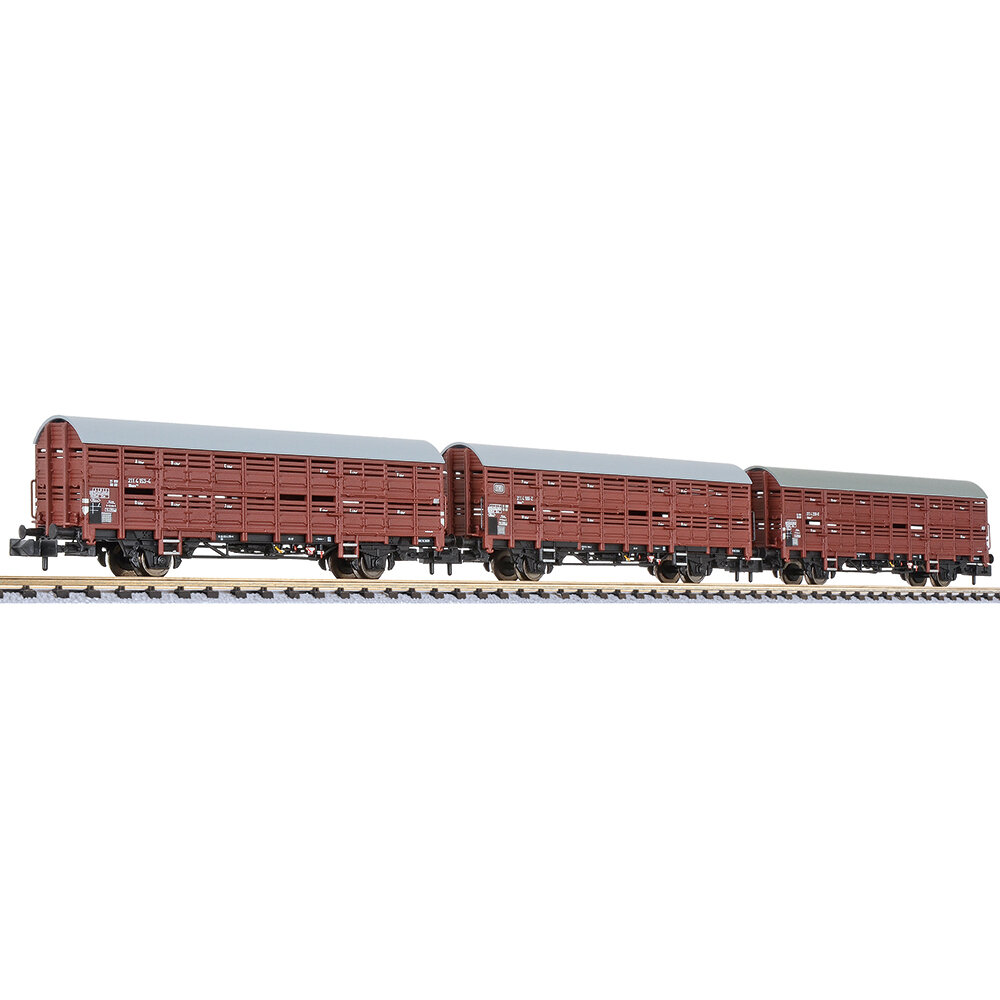 3-unit set, livestock wagon, type Hbers 358, without platform, DB, Ep.IV