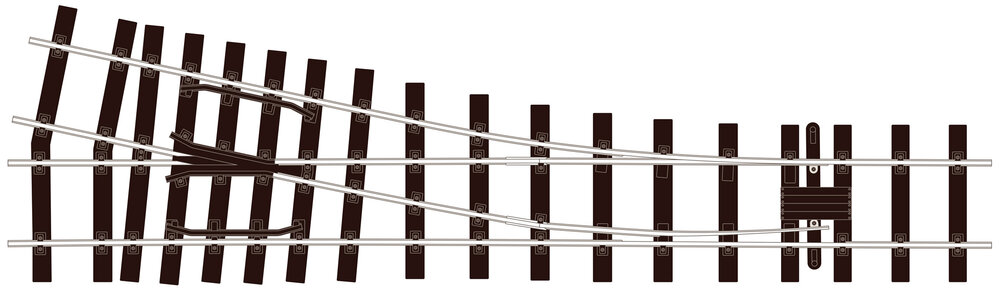 1219mm (4ft) radius R/H turnout
