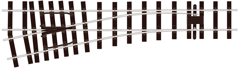 1219mm (4ft) radius L/H turnout