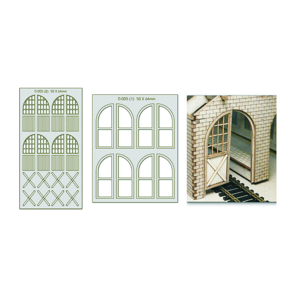4 pcs 50X64mm Double Unit Loco Depot Doors HO/OO
