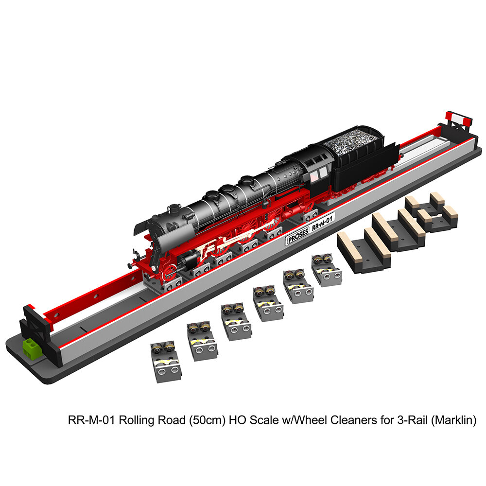 Rolling Road Stand (50cm) HO/OO w/Wheel Cleaners for Marklin