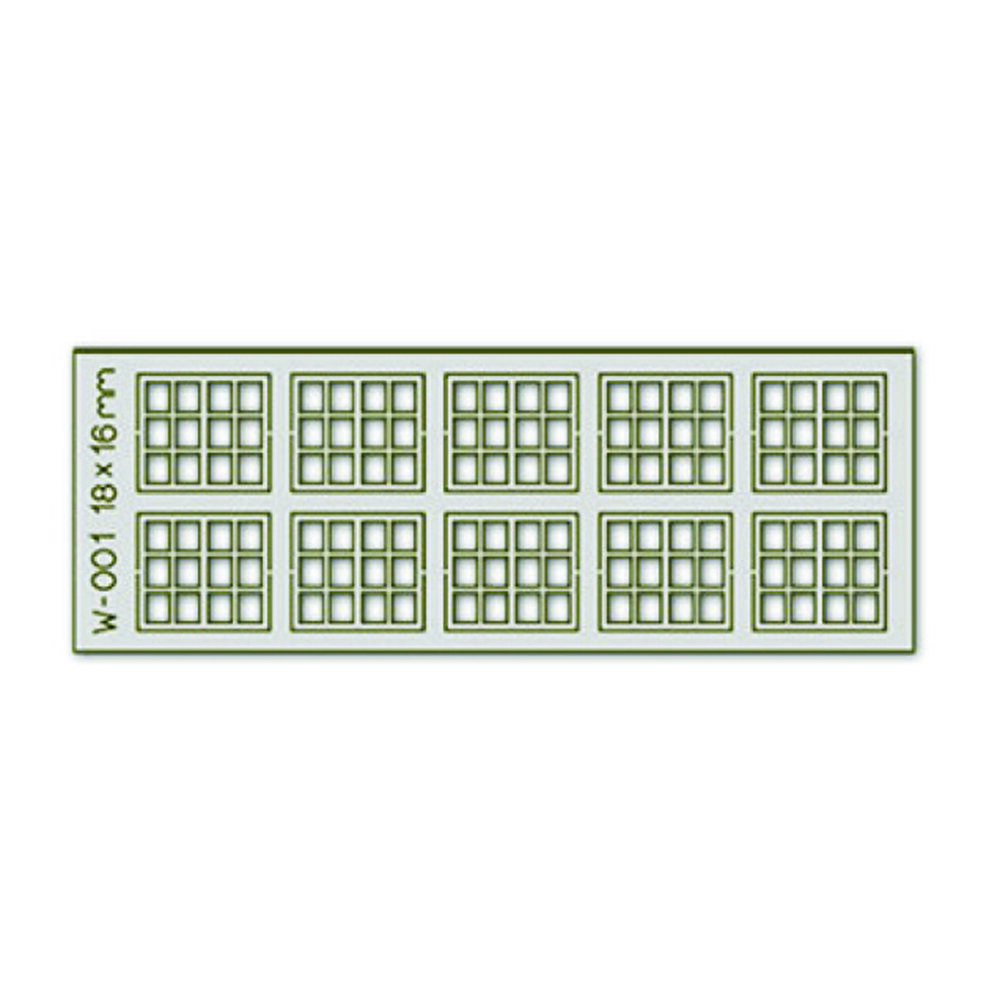10 pcs 18X16mm 12 Pane Laser-Cut Windows HO/OO