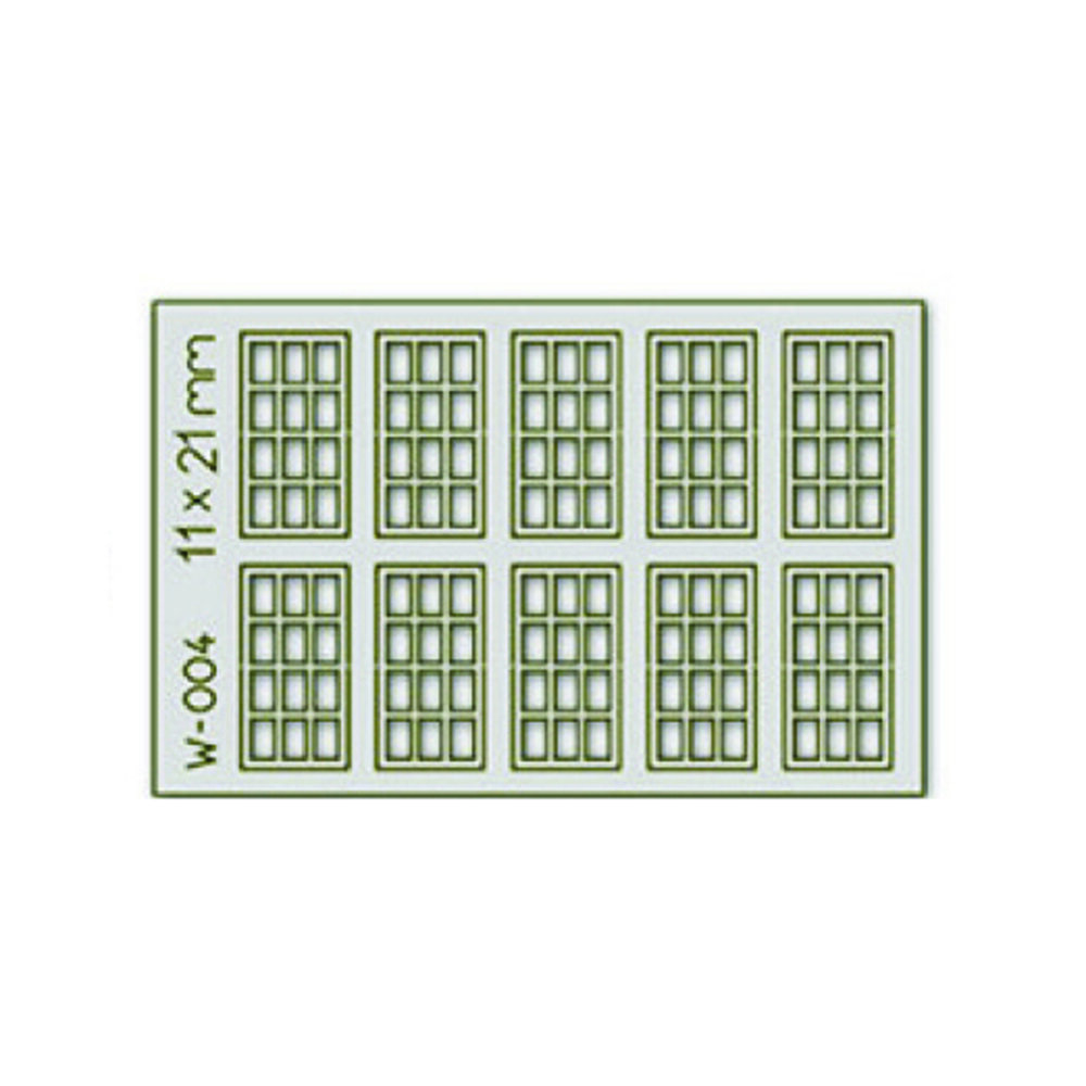 10pcs 11X21mm 12 Pane Laser-Cut Windows HO/OO