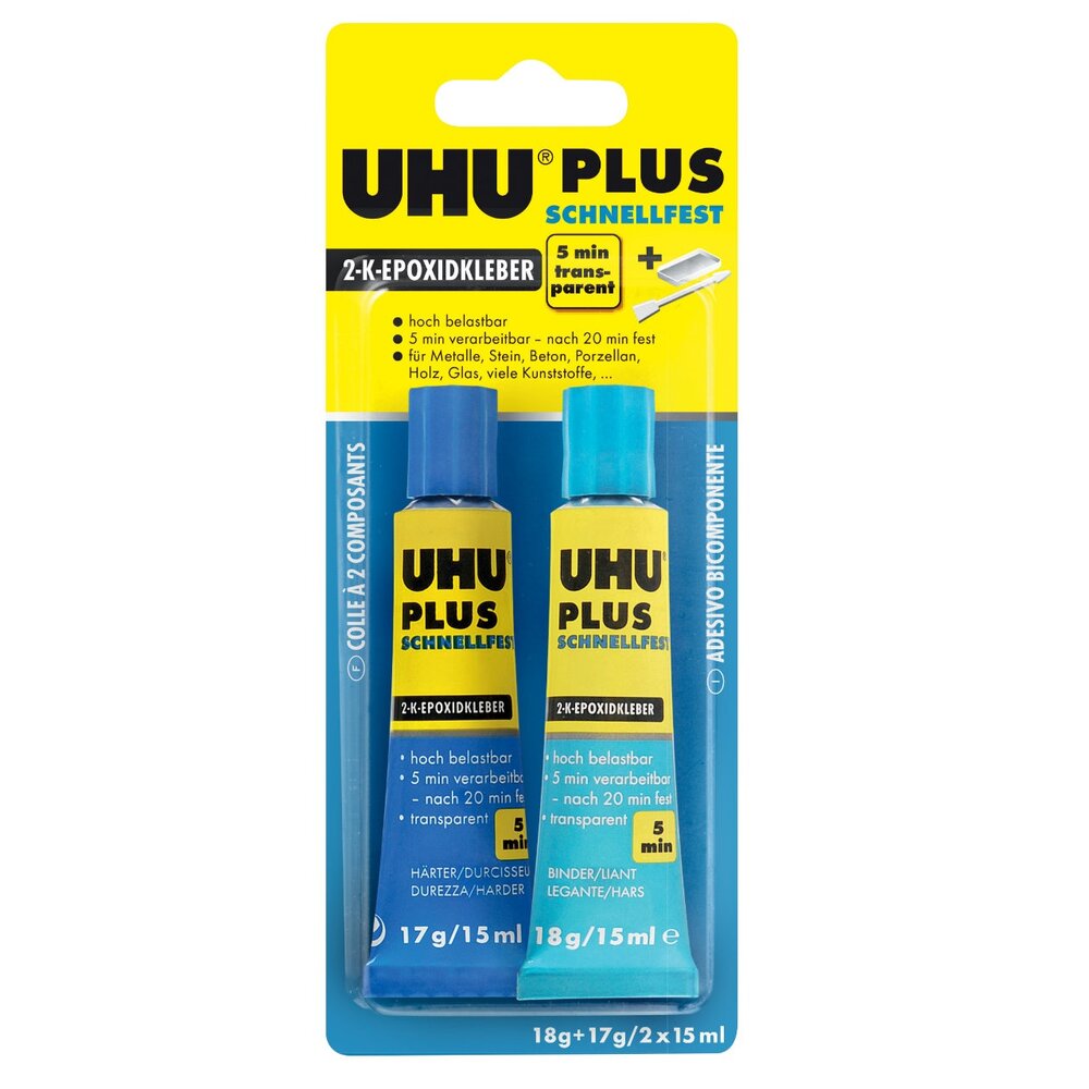 UHU plus schnellfest 2-Komponenten-Epoxidharzkleber, 5 Minuten, transparent35g